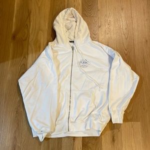 White brandy Melville heaven sent zip up hoodie